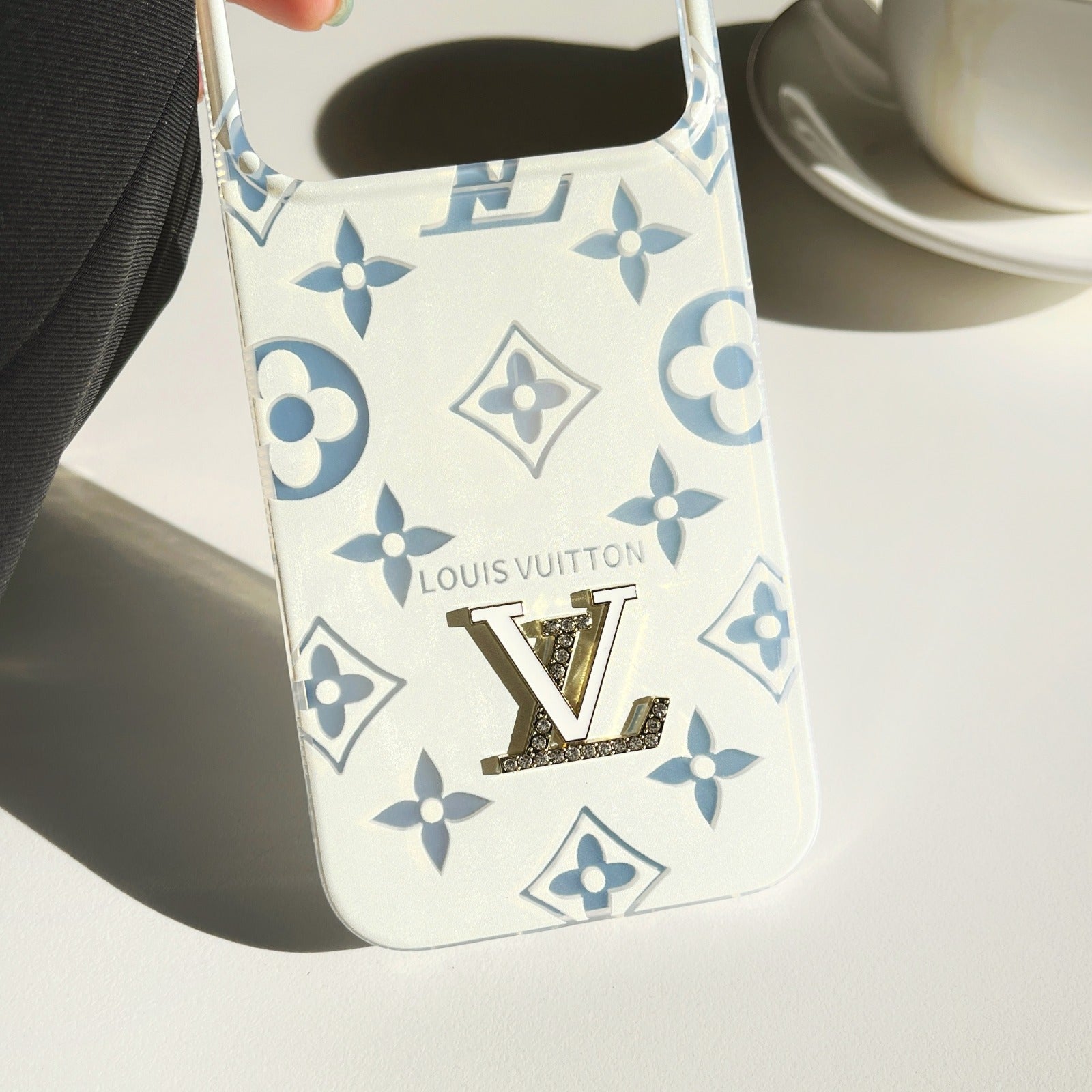 Crystal Monogram Case with Rhinestone Charm for iPhone 15-17 Pro Max