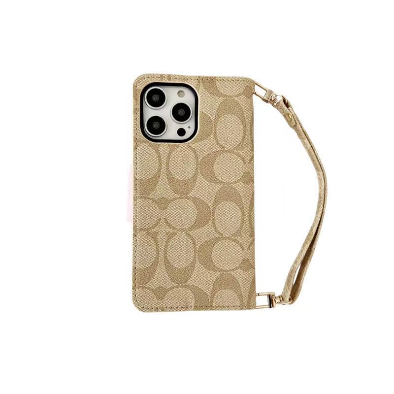 Coach Phone Case Wallet Style with Hand Strap for iPhone 12-17 Pro Max