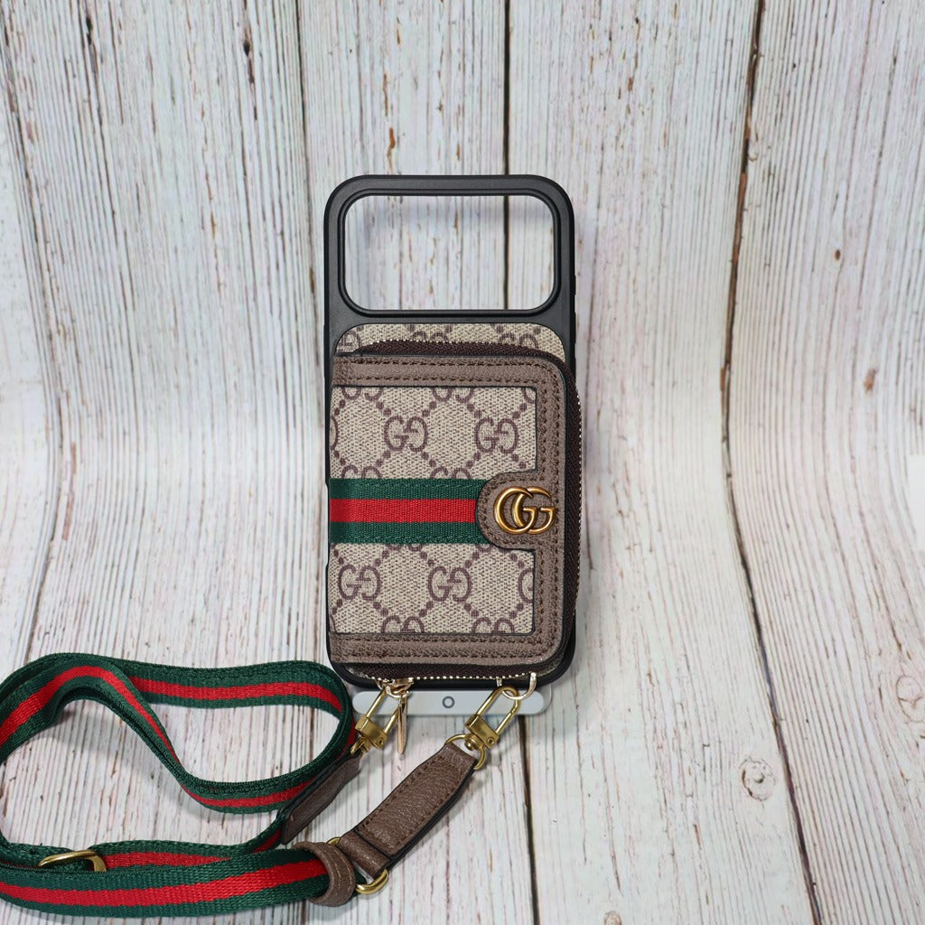 Designer Crossbody Zipped iPhone Case With Card Slots For iPhone 14-17 Pro Max