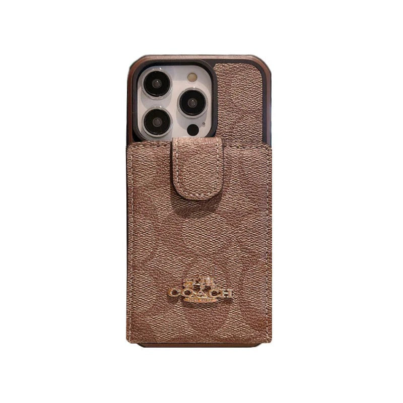 Classic Luxury iPhone Wallet Case with Card Holder for 14-17 Pro Max Caritate