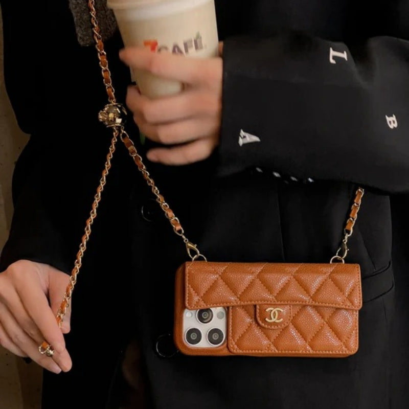CC Card Bag Leather Chain iPhone Case