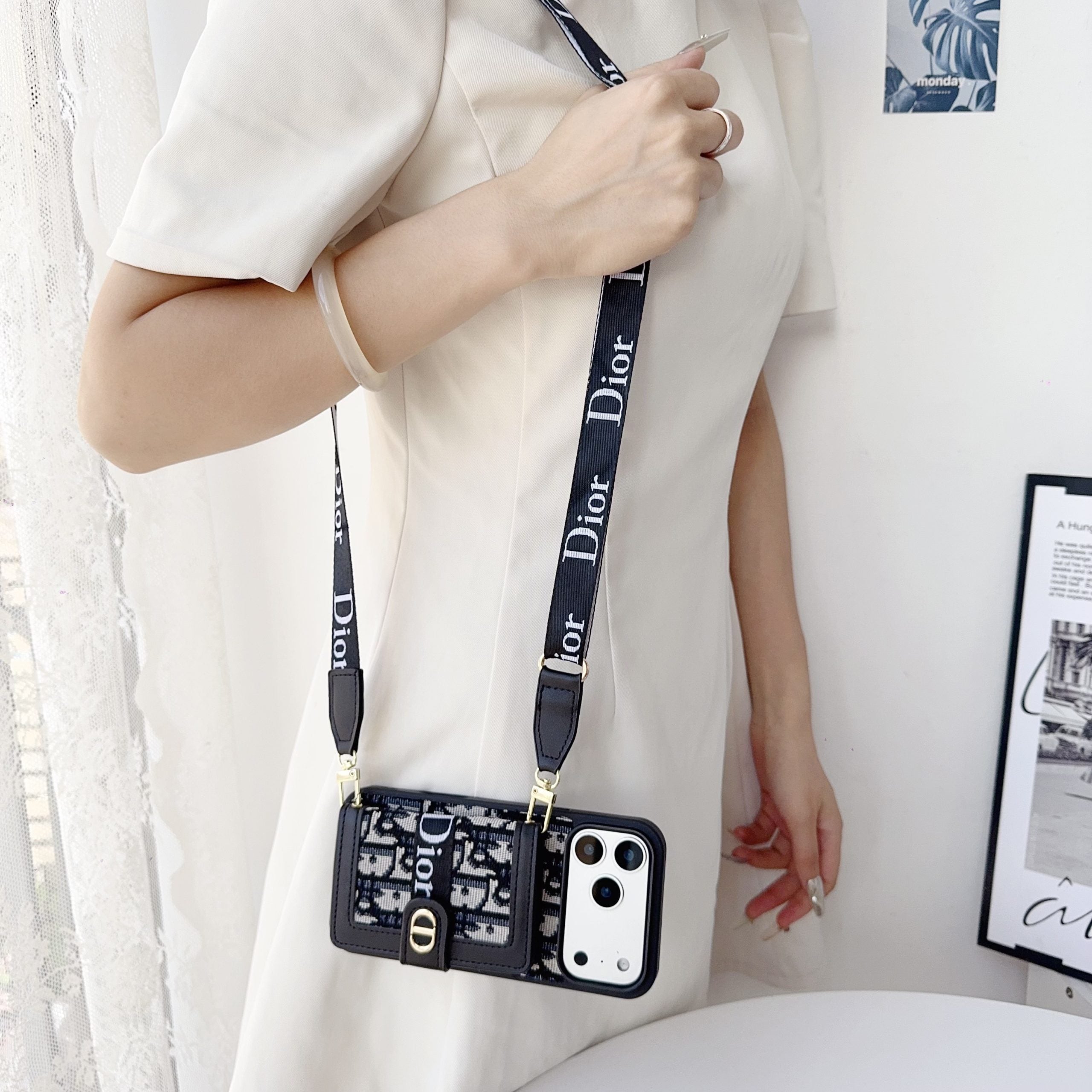 Fabric Canvas Crossbody Case With Card Slots For iPhone 12-17 Pro Max
