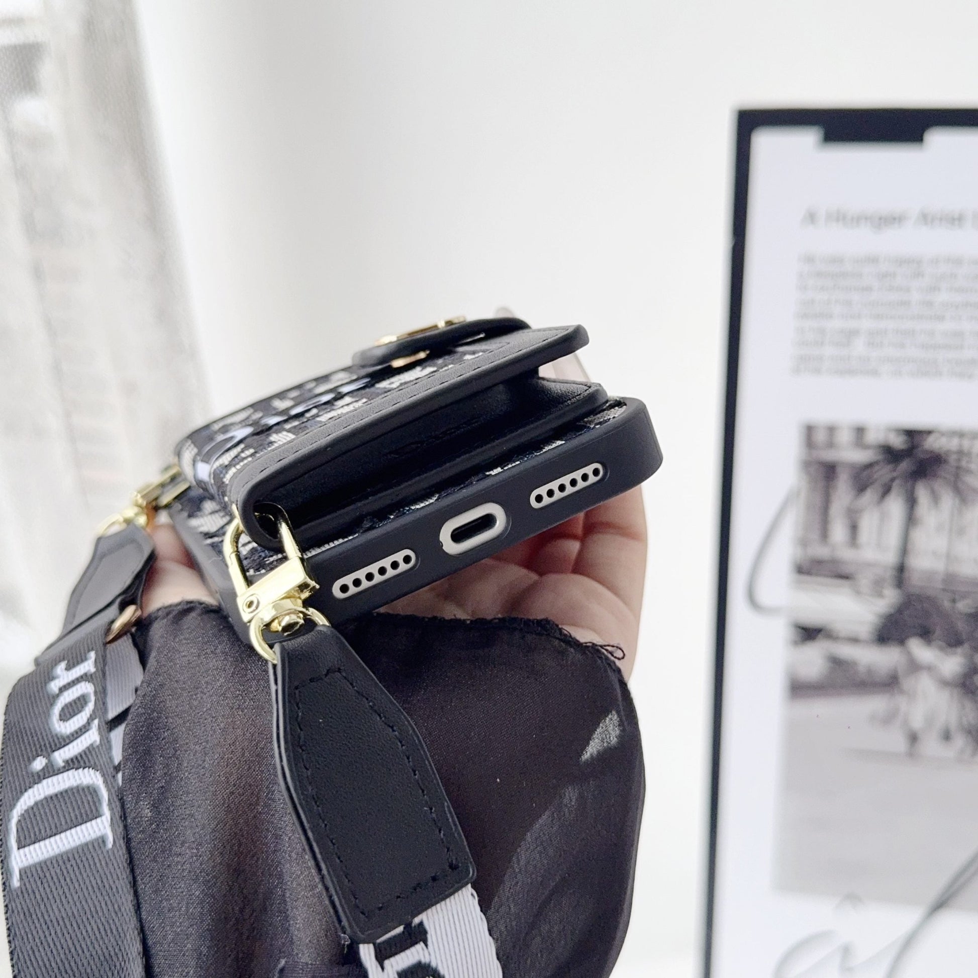 Fabric Canvas Crossbody Case With Card Slots For iPhone 12-17 Pro Max
