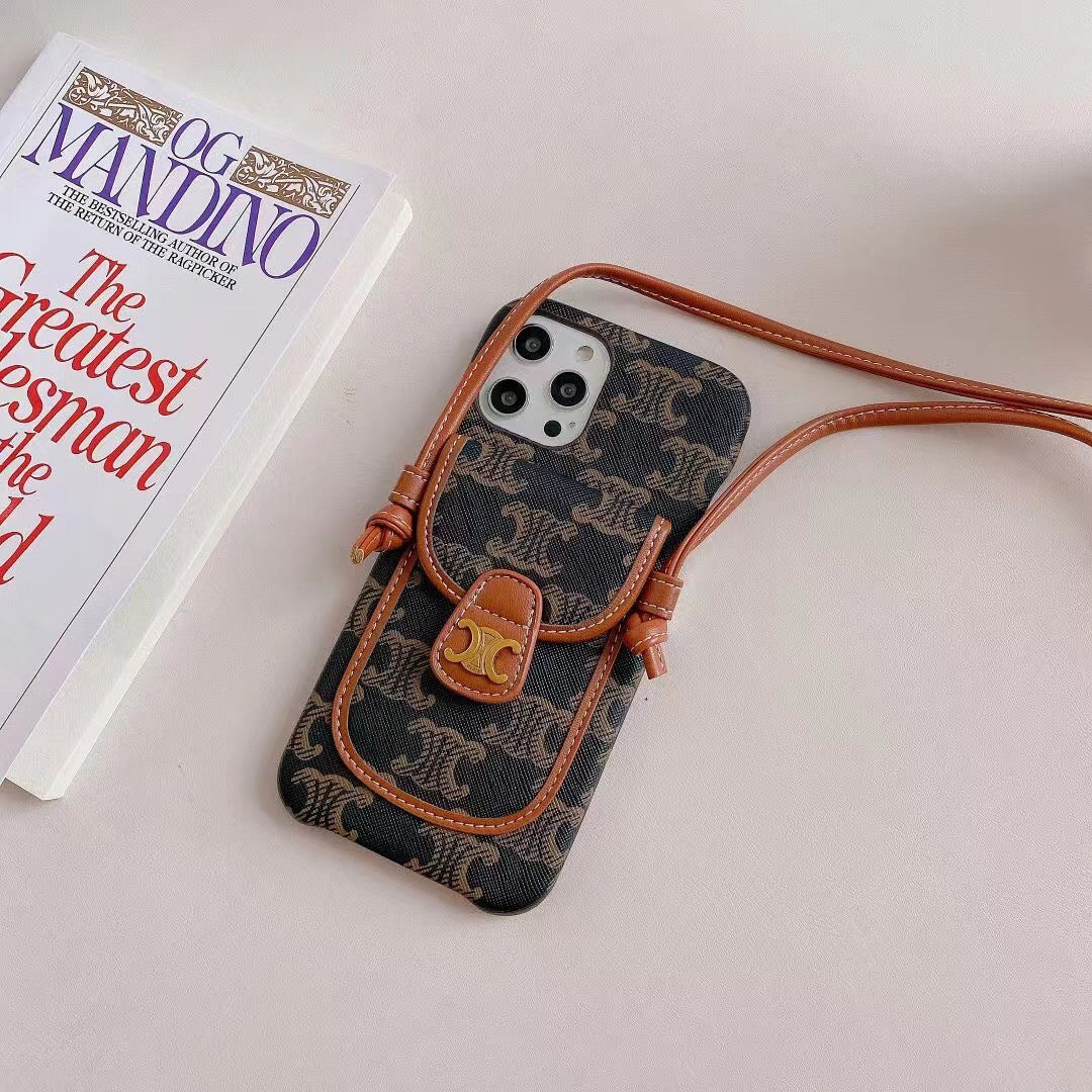 Luxury Crossbody Case With Card Slot & Adjustable Strap For iPhone 11-14 Pro Max