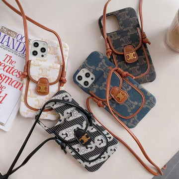 Luxury Crossbody Case With Card Slot & Adjustable Strap For iPhone 11-14 Pro Max