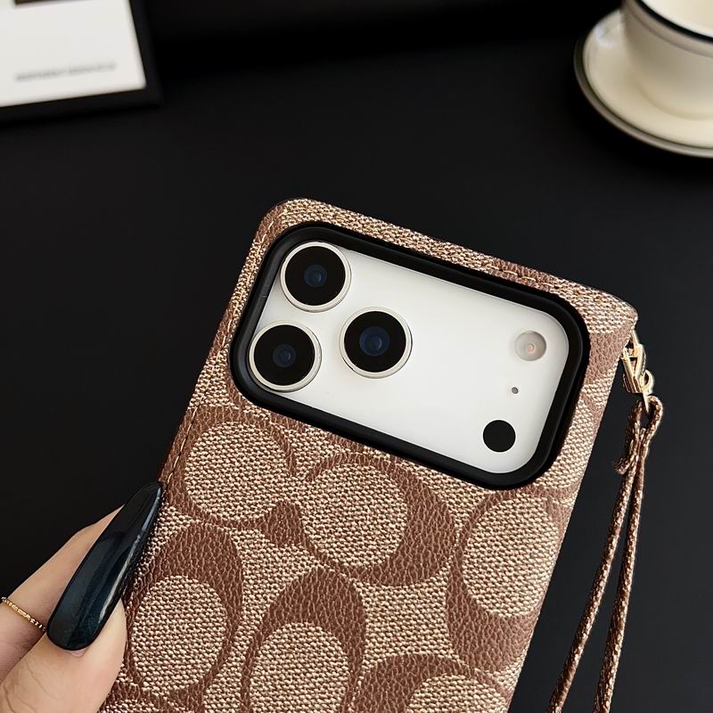 Coach Leather Phone Case Wallet For iPhone 17 Series