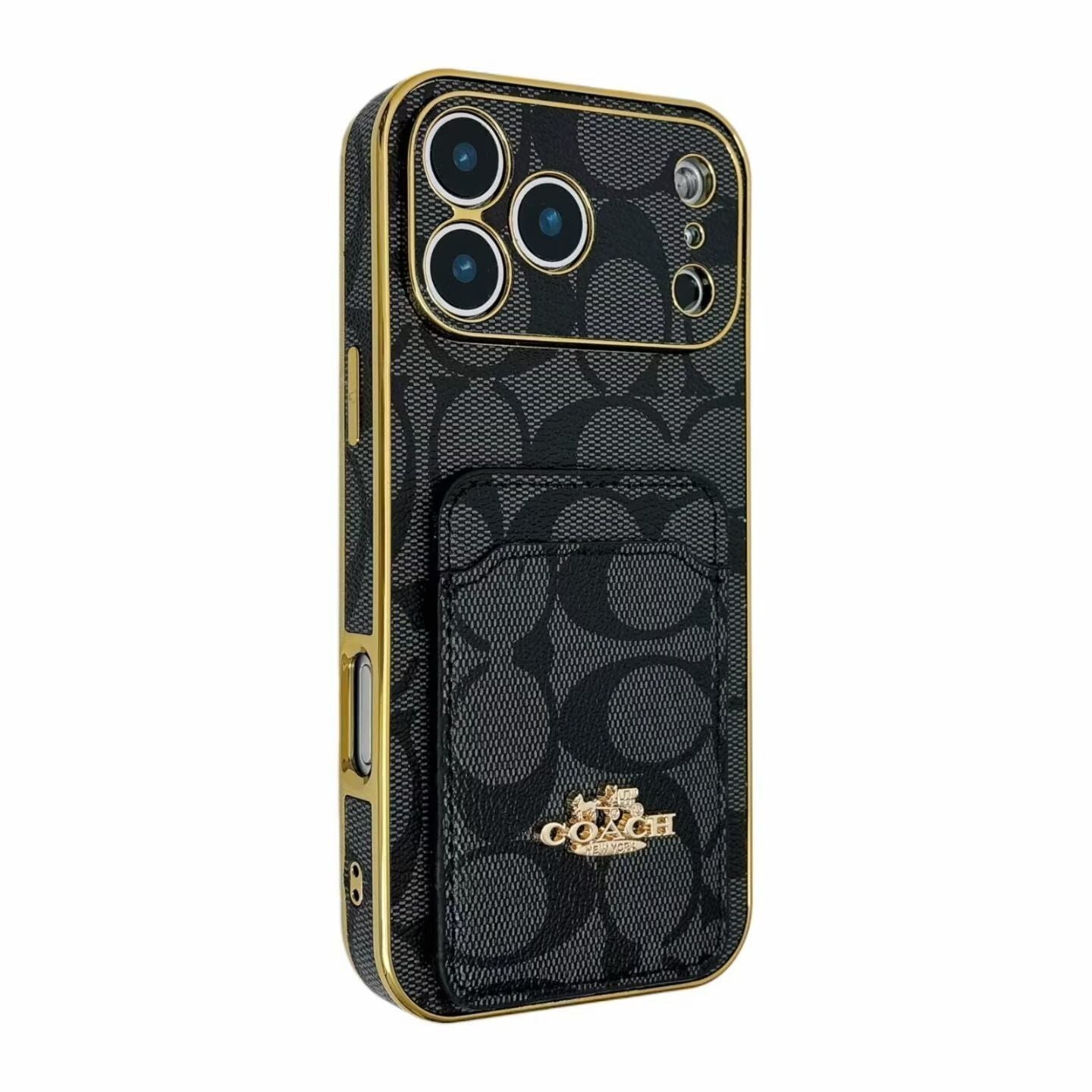 Electroplated Coach Card Holder Phone Case for iPhone 13-17 Pro Max