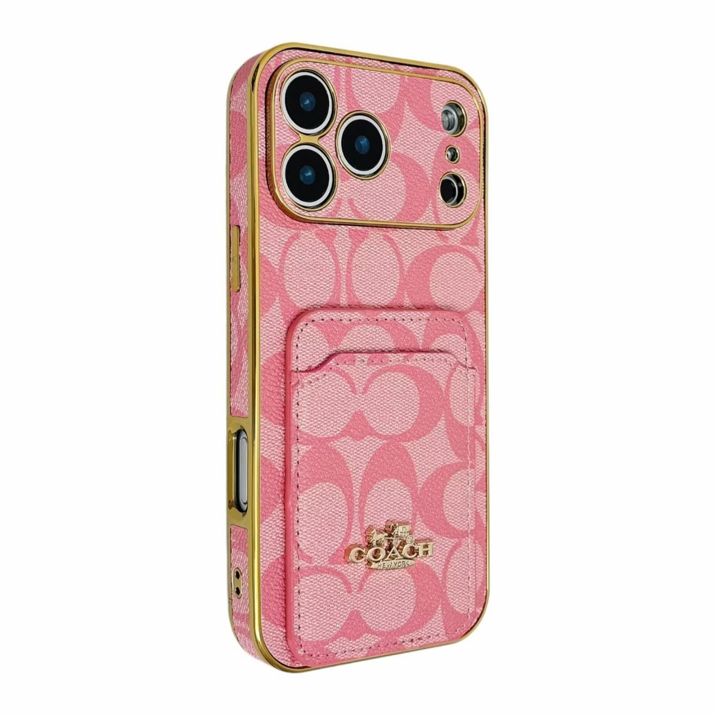 Electroplated Coach Card Holder Phone Case for iPhone 13-17 Pro Max