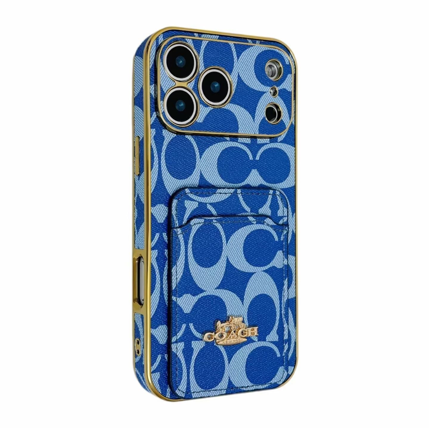 Electroplated Coach Card Holder Phone Case for iPhone 13-17 Pro Max