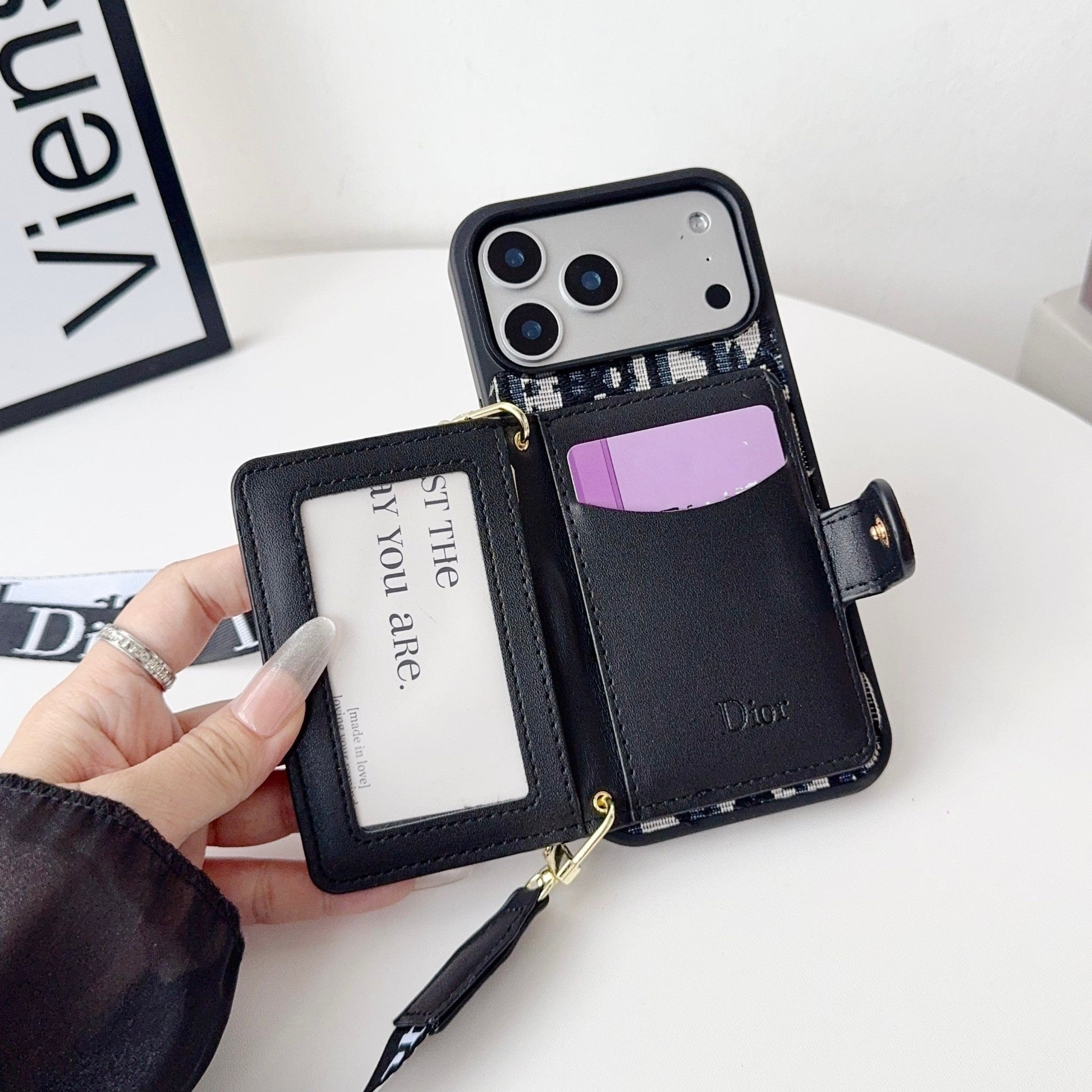 Fabric Canvas Crossbody Case With Card Slots For iPhone 12-17 Pro Max