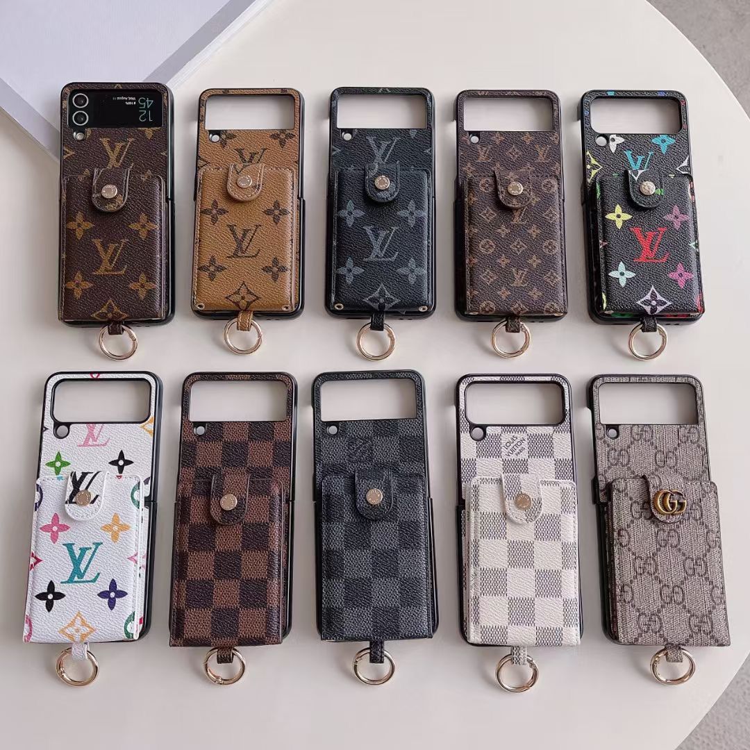 LV Phone Case With Card Slot Ring Holder Strap For Z Flip 3-7