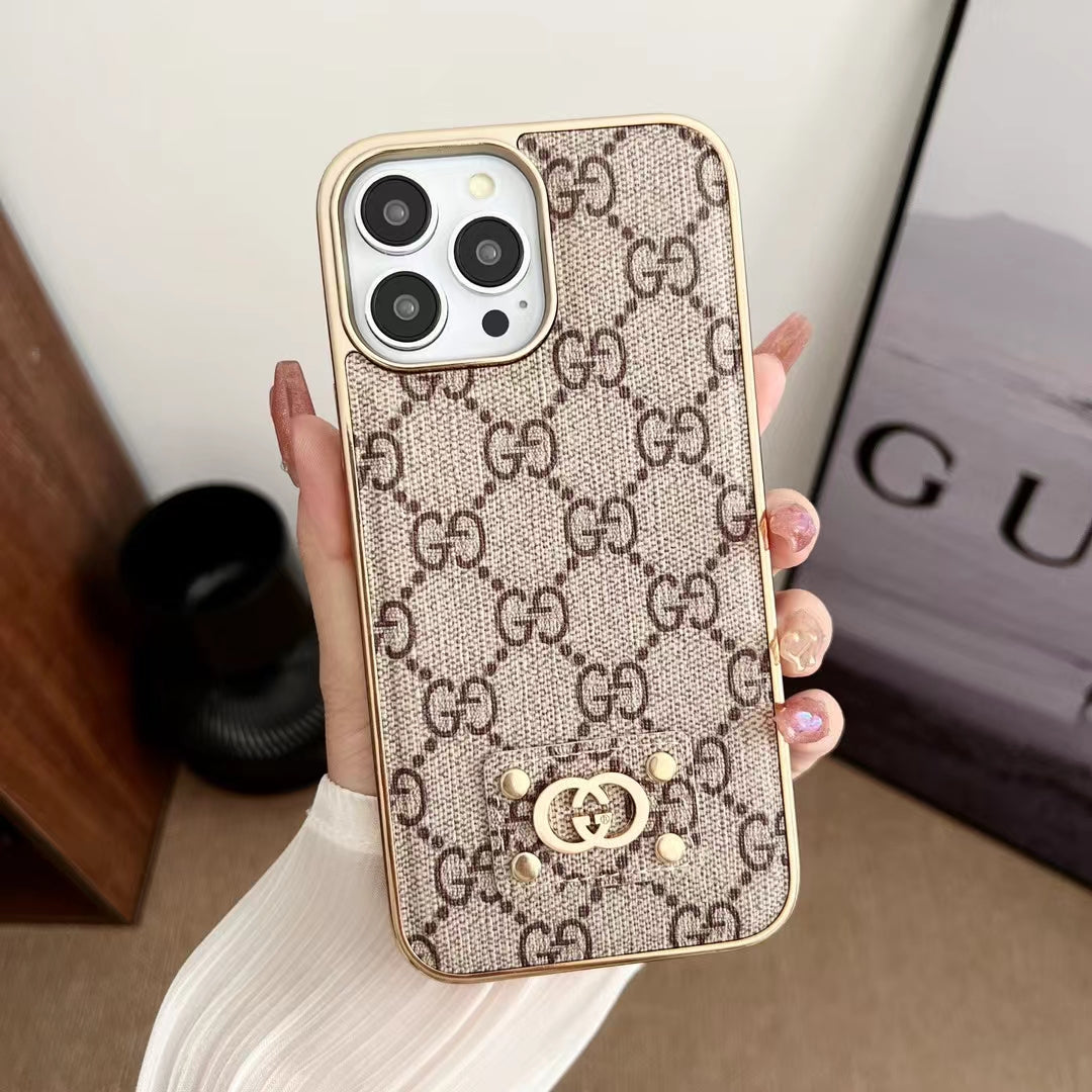 Louis Vuitton Style PU Leather Phone Case For iPhone 12-16 Pro Max