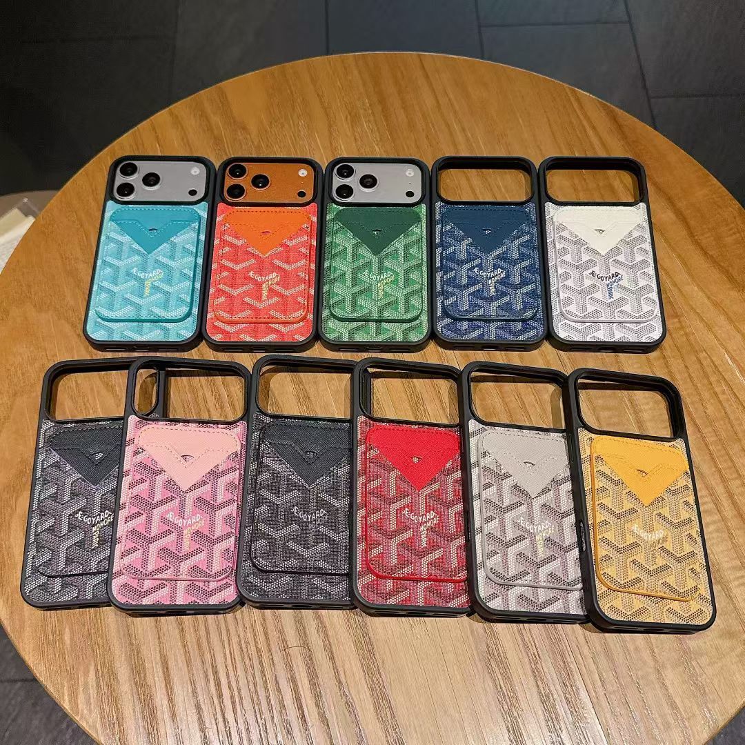 Goyard Magnet Card Holder Phone Case For iPhone 13-17 Pro Max