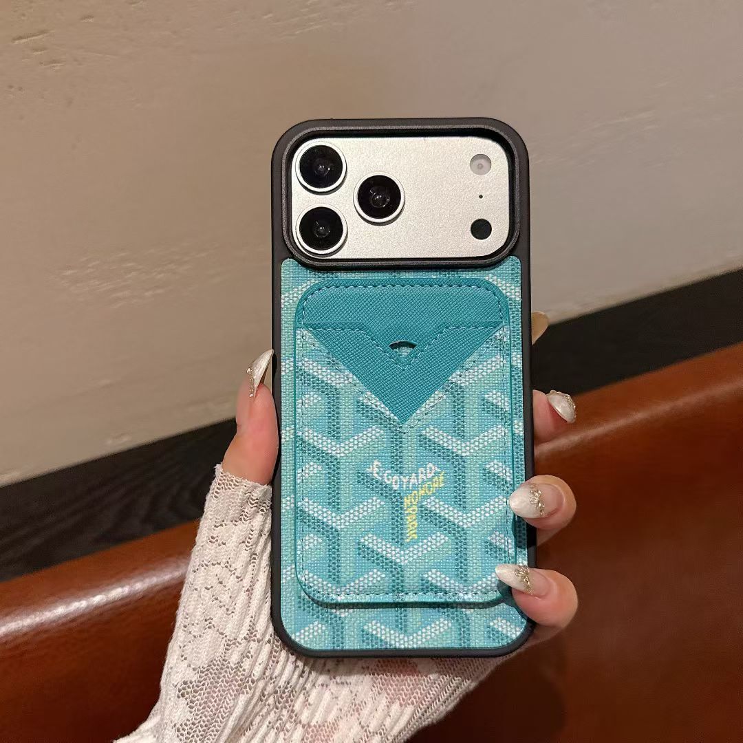 Goyard Magnet Card Holder Phone Case For iPhone 13-17 Pro Max