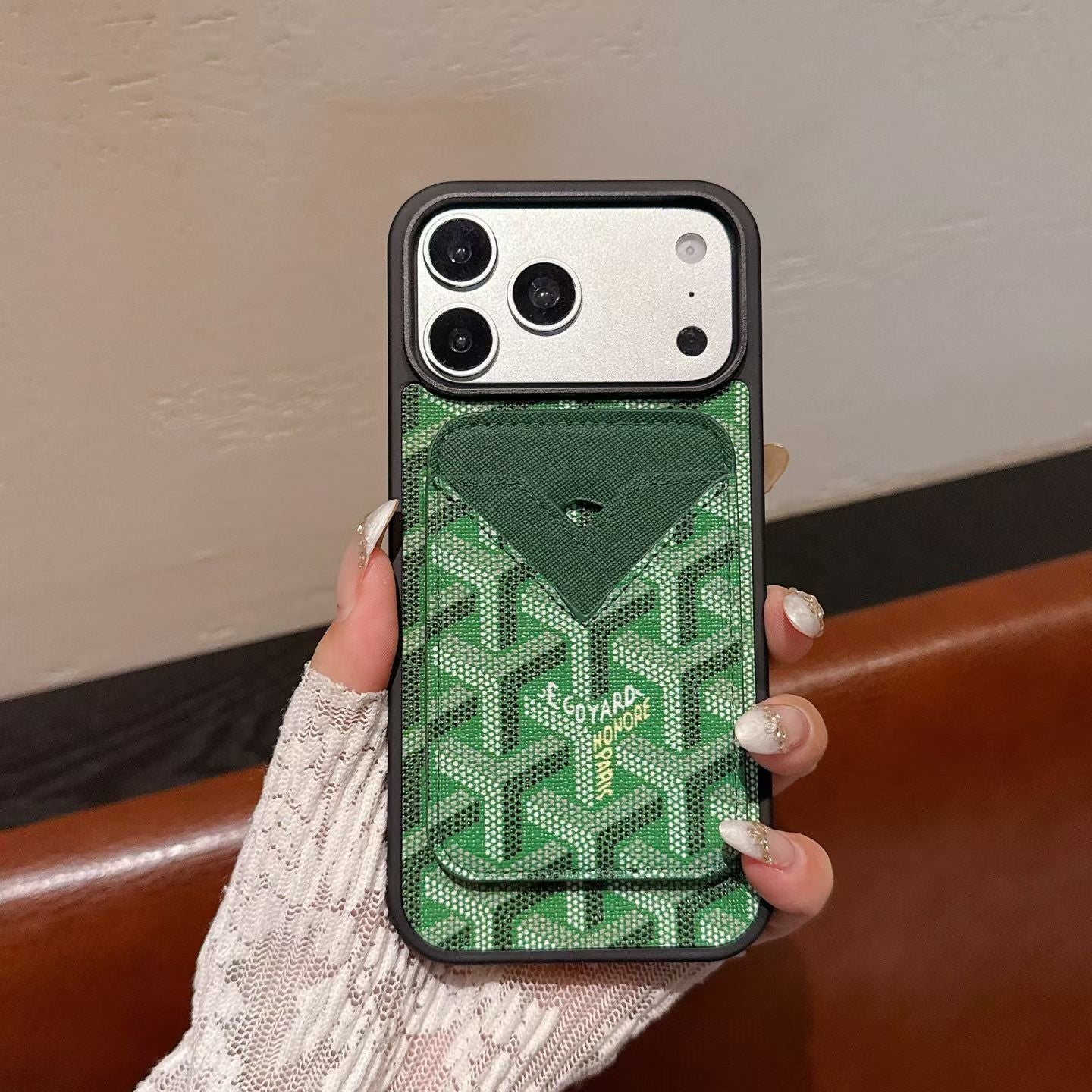 Goyard Magnet Card Holder Phone Case For iPhone 13-17 Pro Max