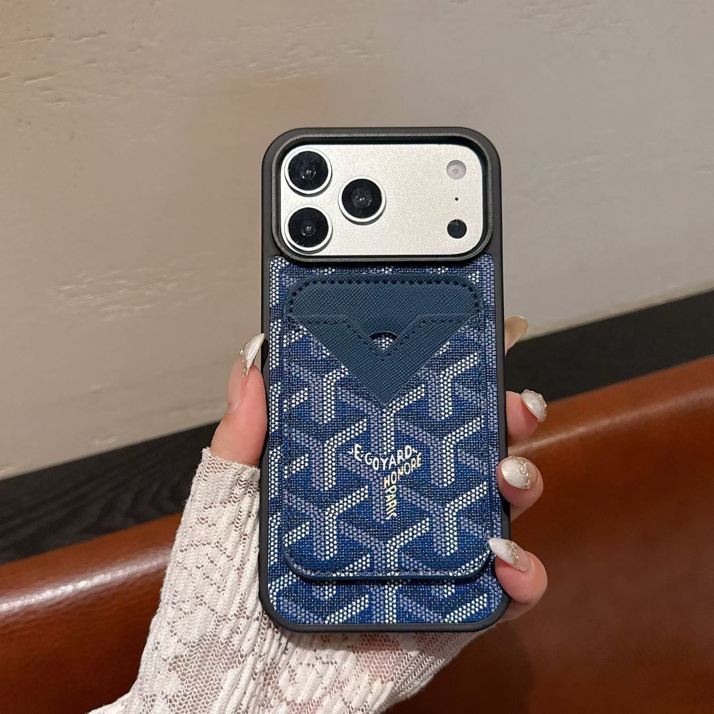 Goyard Magnet Card Holder Phone Case For iPhone 13-17 Pro Max
