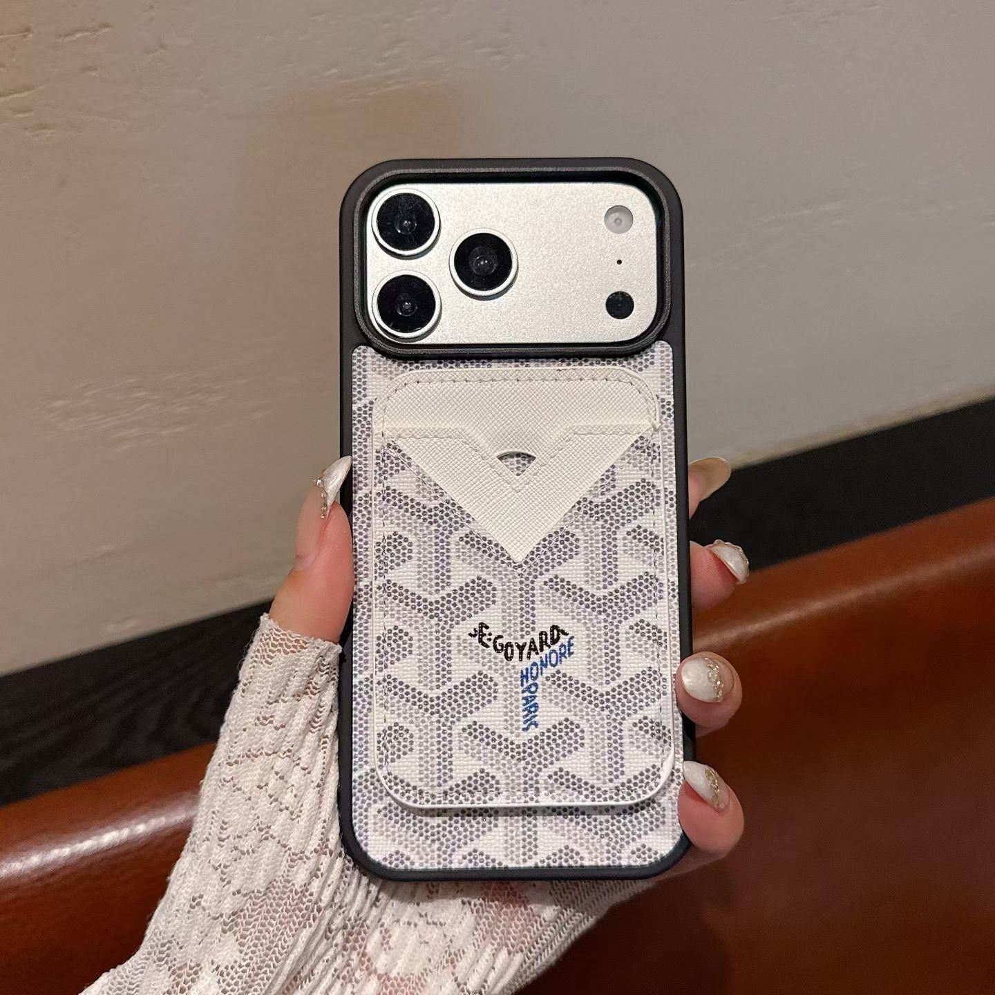 Goyard Magnet Card Holder Phone Case For iPhone 13-17 Pro Max