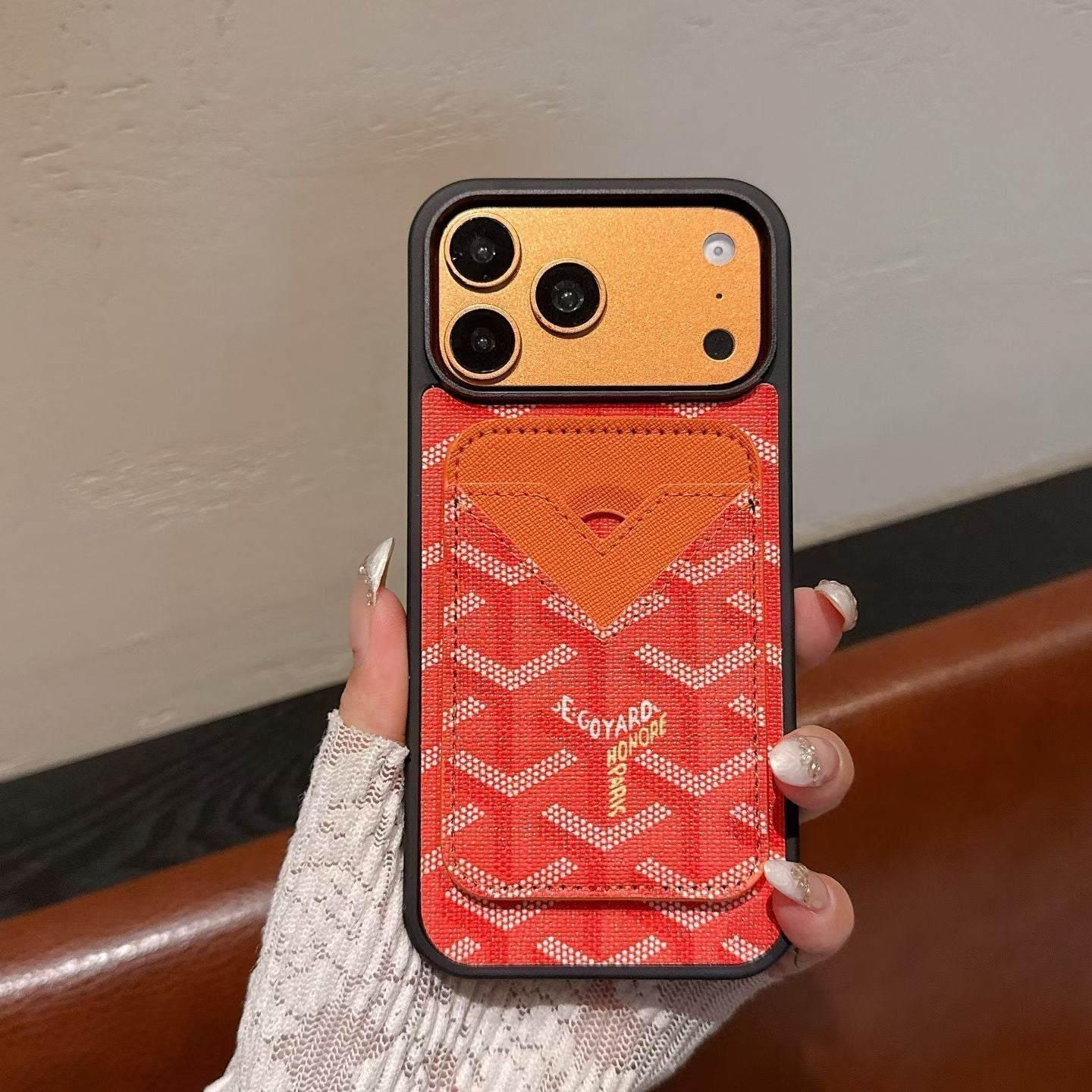 Goyard Magnet Card Holder Phone Case For iPhone 13-17 Pro Max
