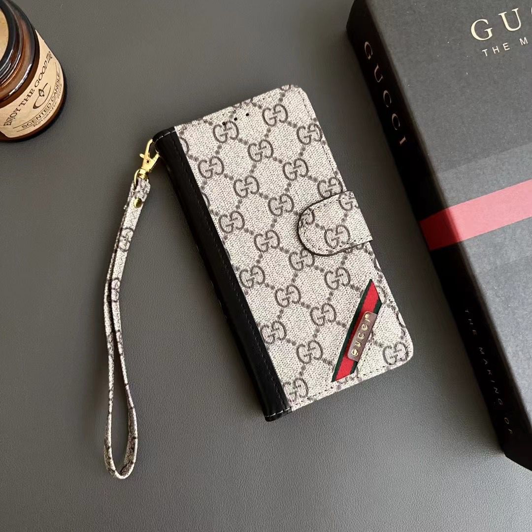 Louis Vuitton Leather Wallet Case for iPhone 12-16 Pro Max