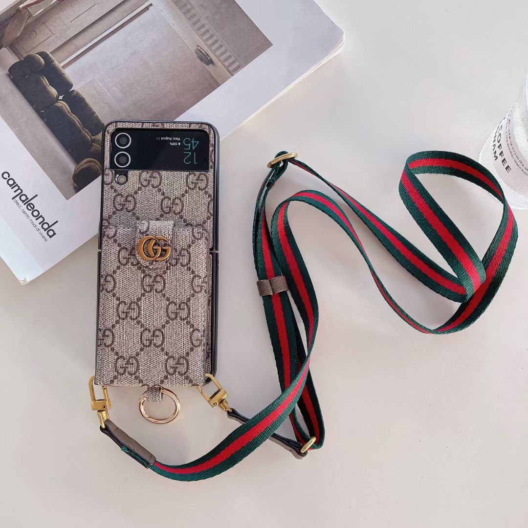 LV Phone Case With Card Slot Ring Holder Strap For Z Flip 3-7