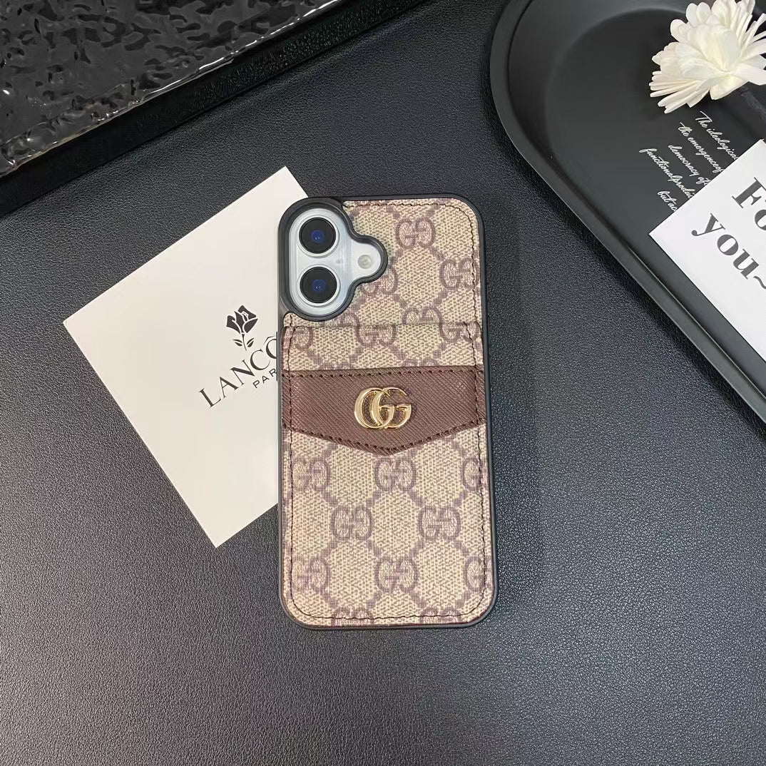 Luxury Monogram Leather Case With Card Wallet For iPhone 16-16 Plus