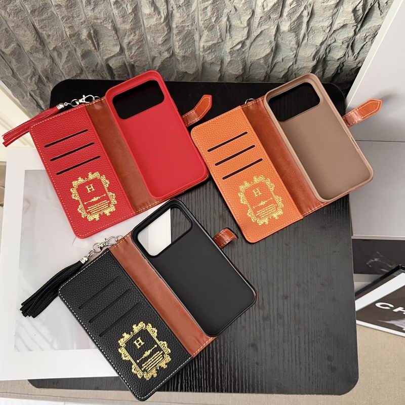 Hermes Folio Wallet Case with Card Holder for iPhone 12-17 Pro Max