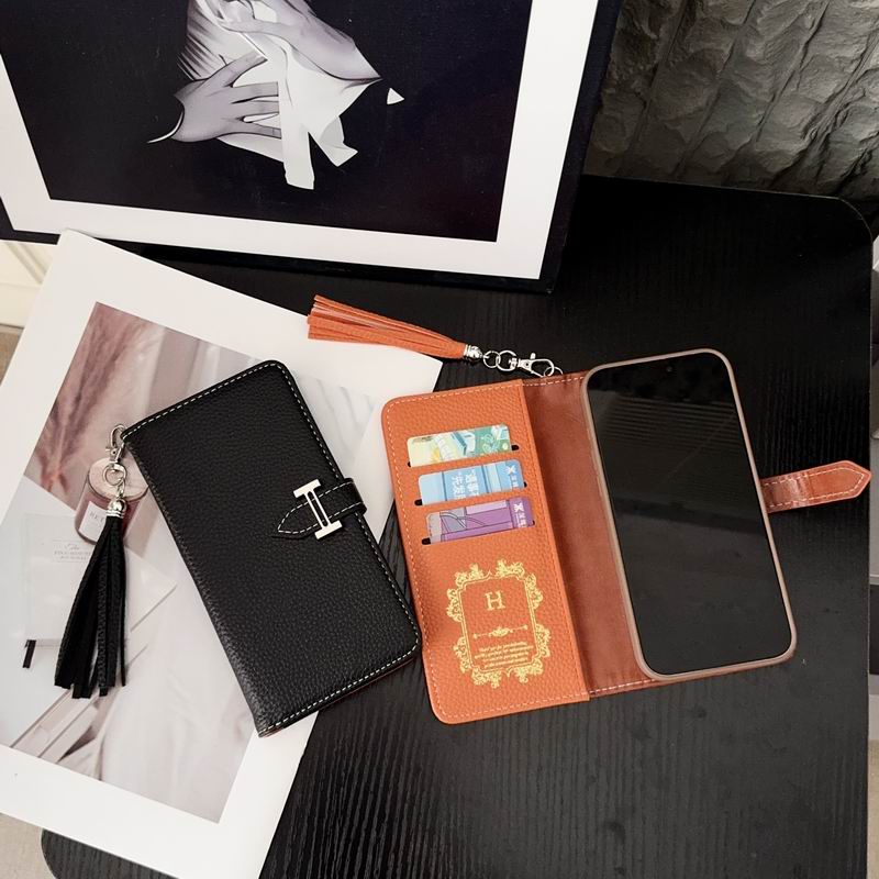 Hermes Folio Wallet Case with Card Holder for iPhone 12-17 Pro Max