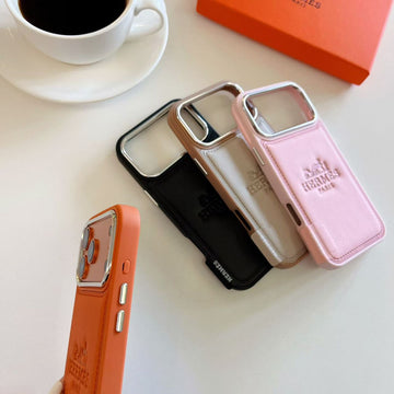 Hermes Leather Phone Case for iPhone 13-17 Pro Max