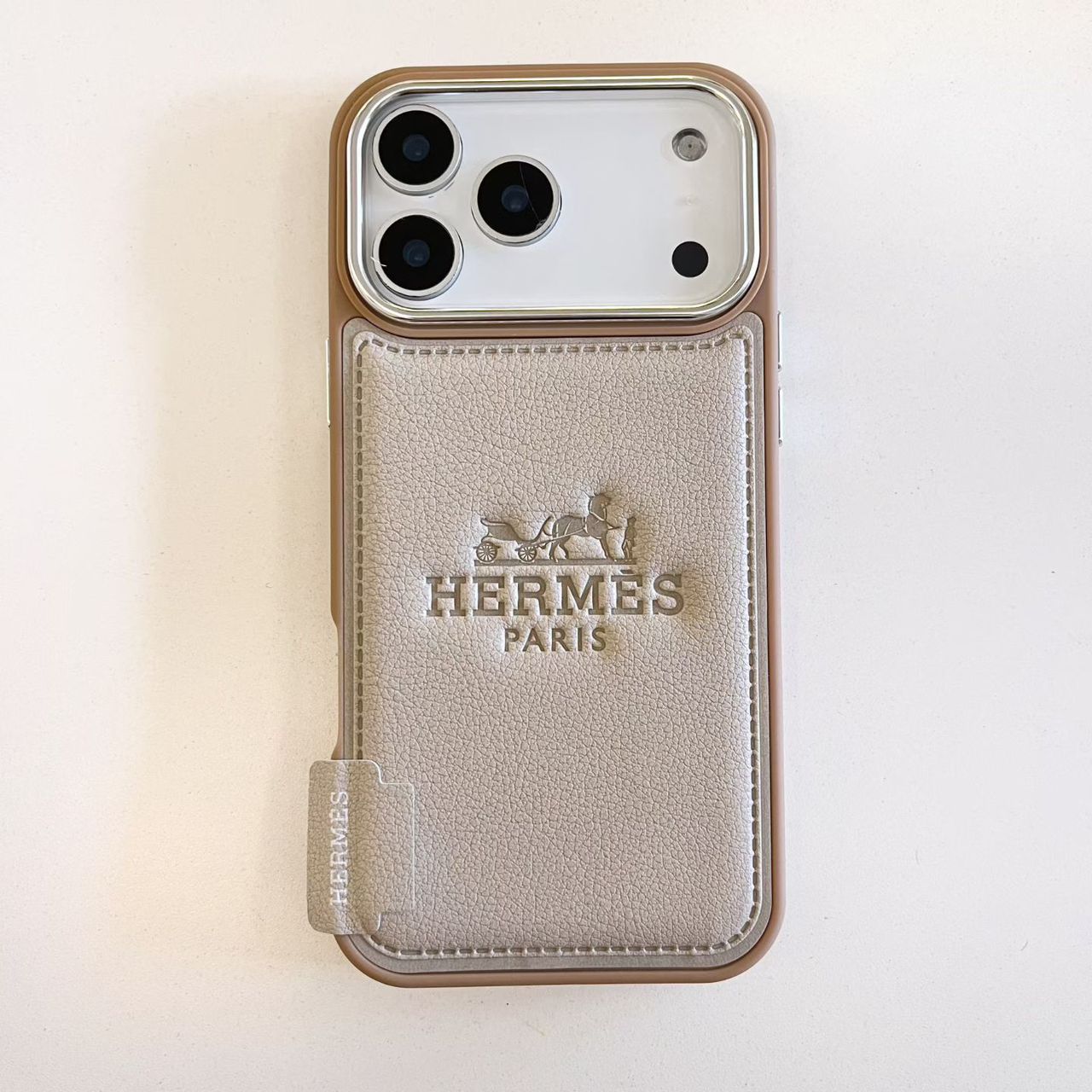 Hermes Leather Phone Case for iPhone 13-17 Pro Max