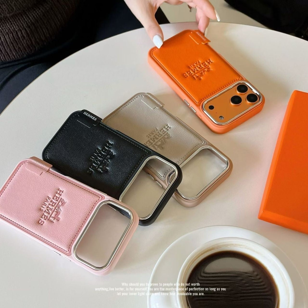Hermes Leather Phone Case for iPhone 13-17 Pro Max
