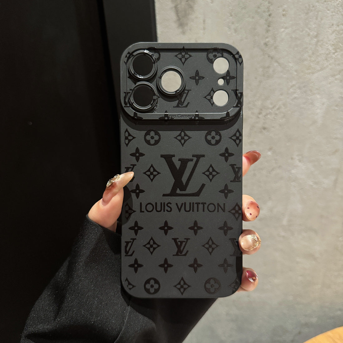 Noir Monogram Matte Case for iPhone 15-17 Pro Max