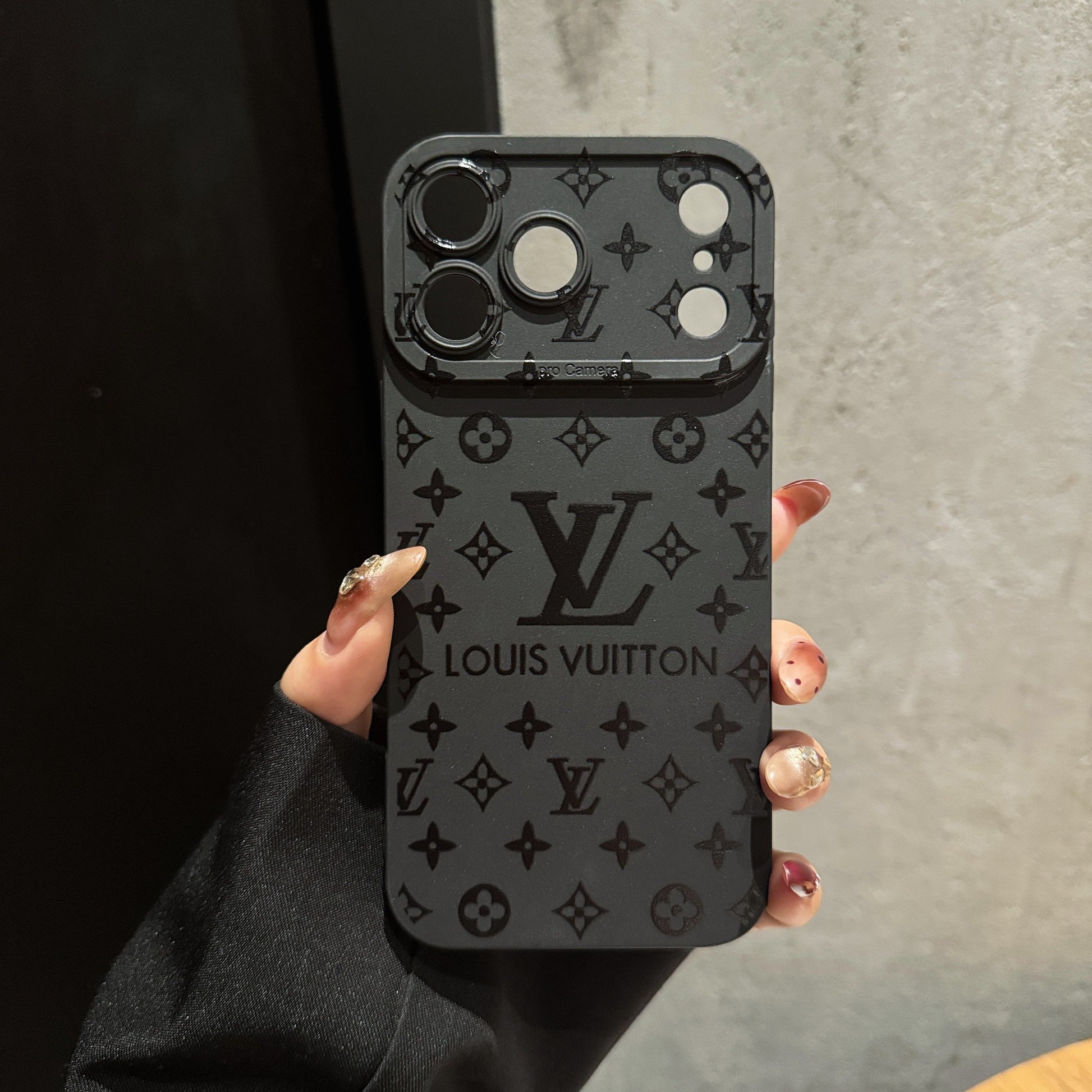 Noir Monogram Matte Case for iPhone 15-17 Pro Max