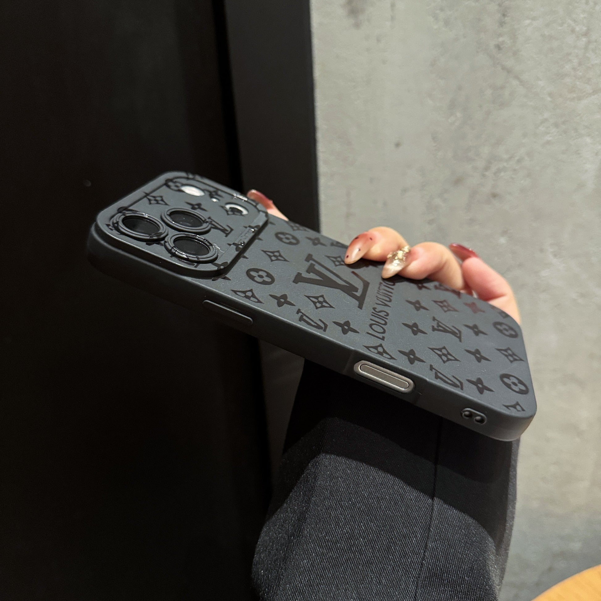 Noir Monogram Matte Case for iPhone 15-17 Pro Max