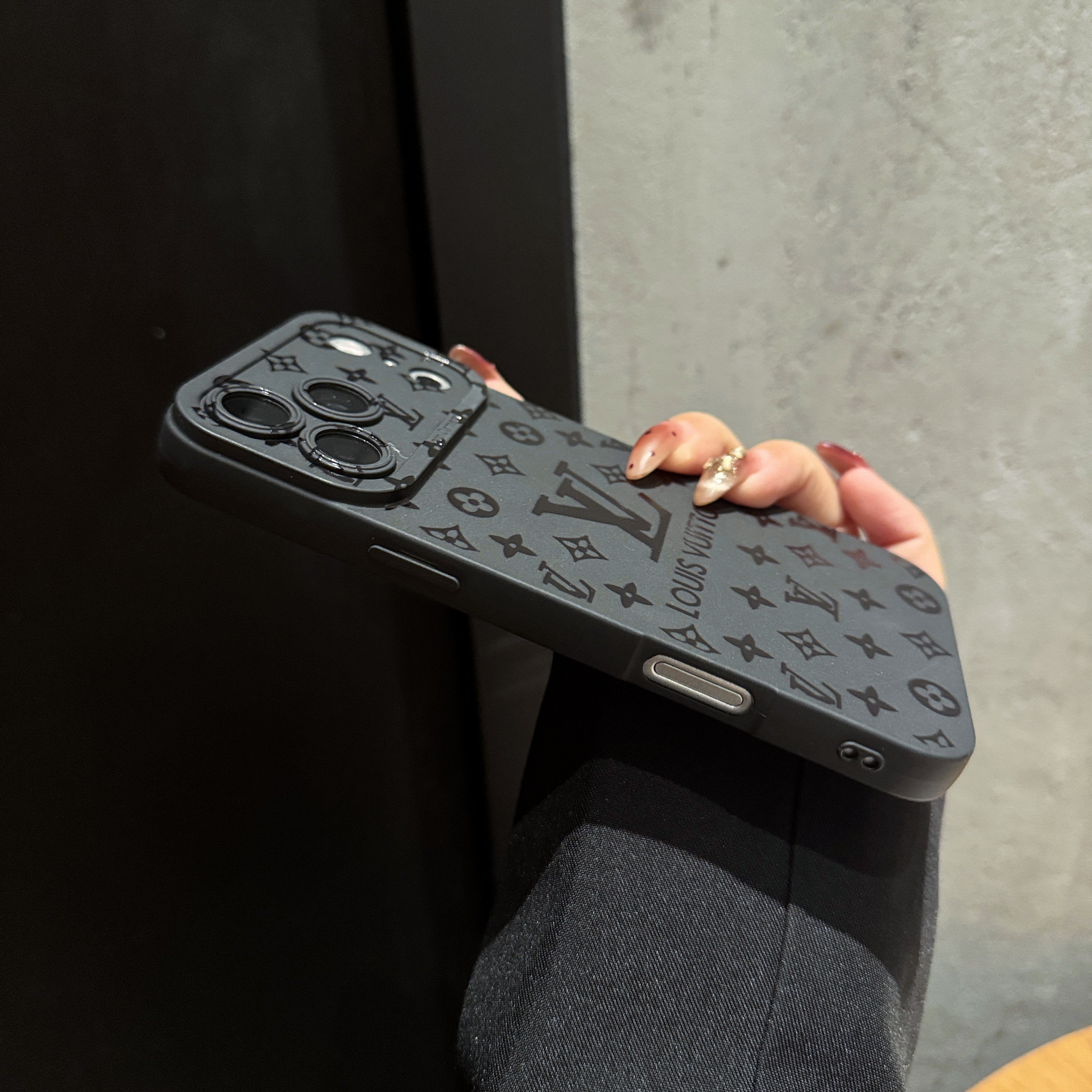 Noir Monogram Matte Case for iPhone 15-17 Pro Max