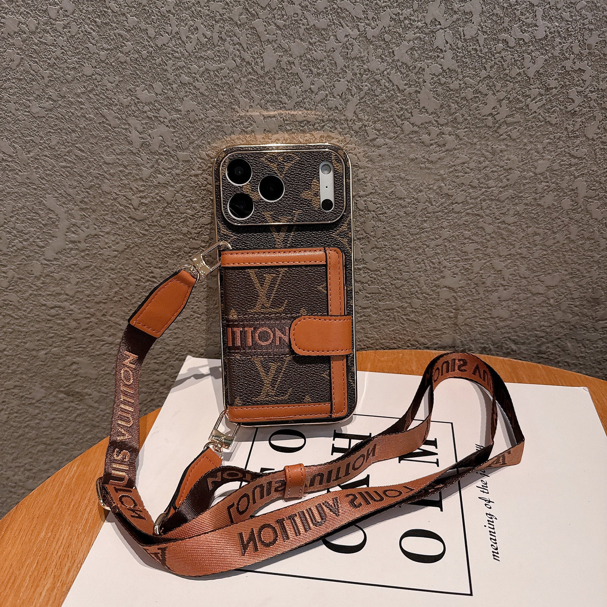 Orange Crossbody Case With Flip Wallet & Adjustable Strap