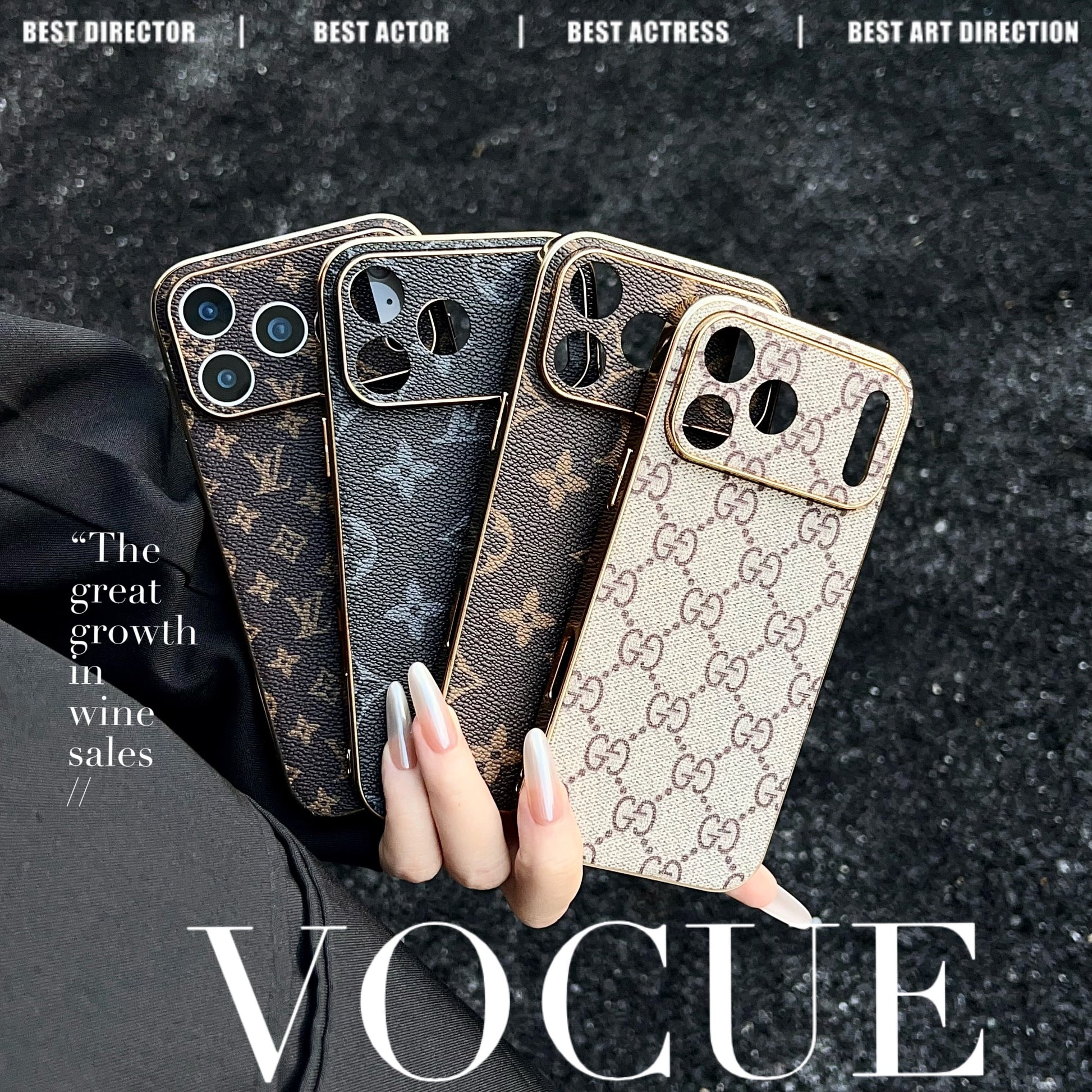 Luxury Monogram Leather Gold Frame Case For iPhone 16-17 Pro Max