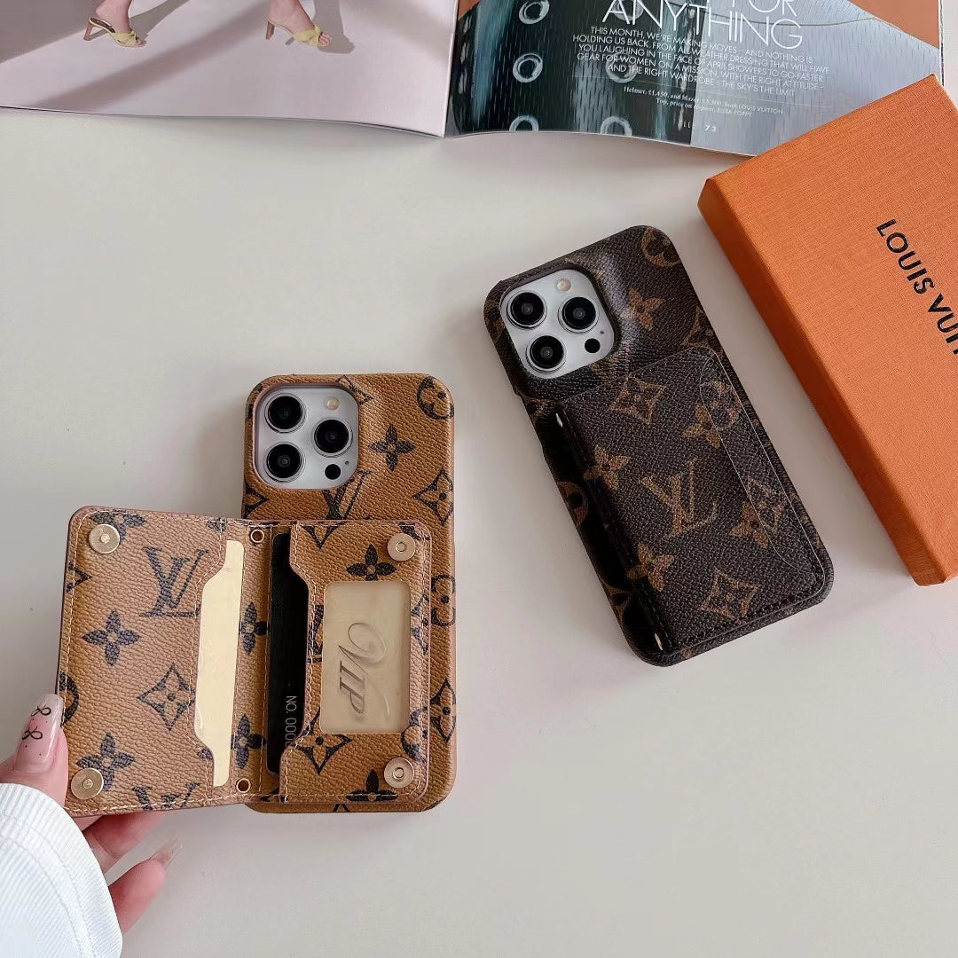 LV Wallet Card Phone Case for iPhone 11-16 Pro Max