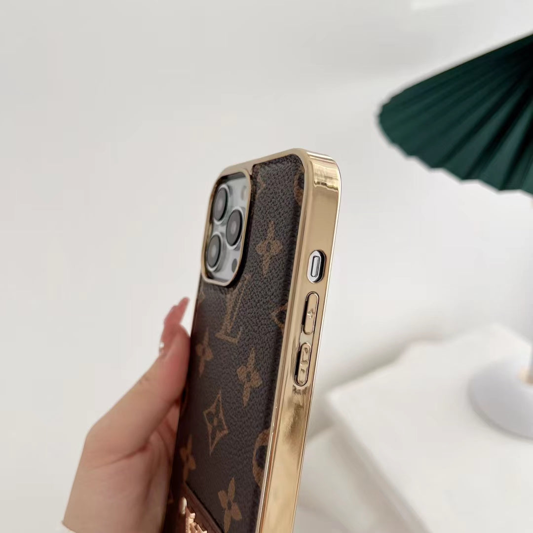 Louis Vuitton Style PU Leather Phone Case For iPhone 12-16 Pro Max