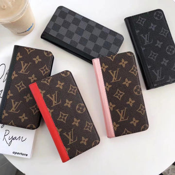 Luxury Monogram Leather Wallet Case With Magnetic Closure For iPhone 12-16 Pro Max