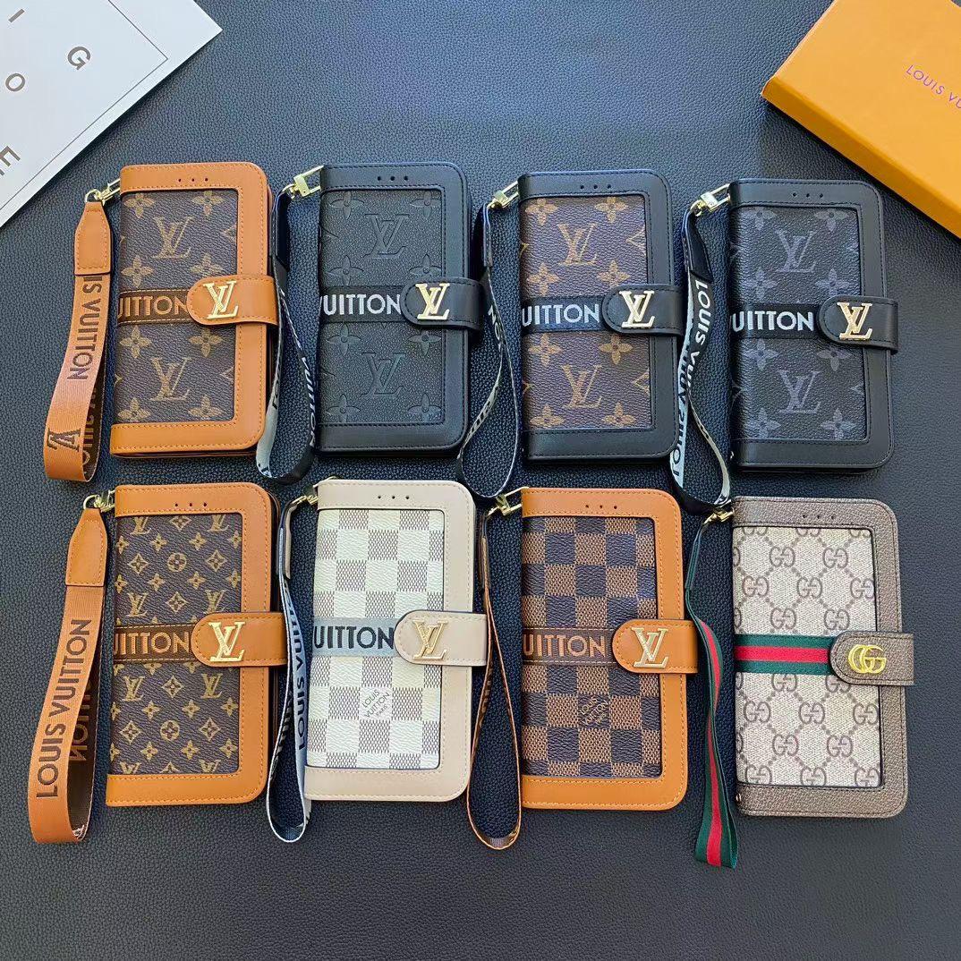 Synthetic Leather Wallet Case With Card Slots & Wrist Strap For iPhone 12-16 Pro Max