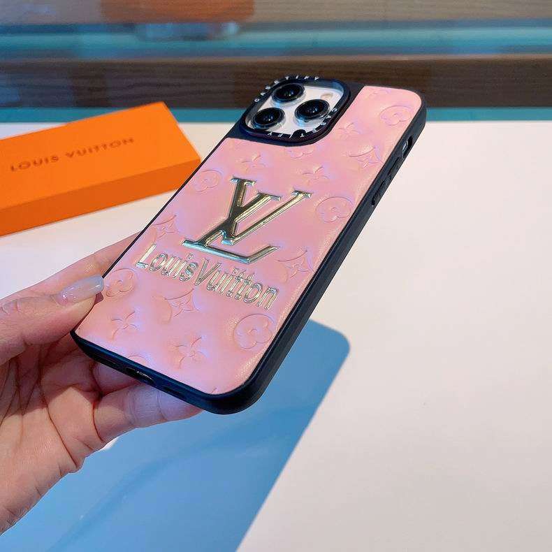 Pink Designer Style TPU Leather Case For iPhone 12-14 Pro Max