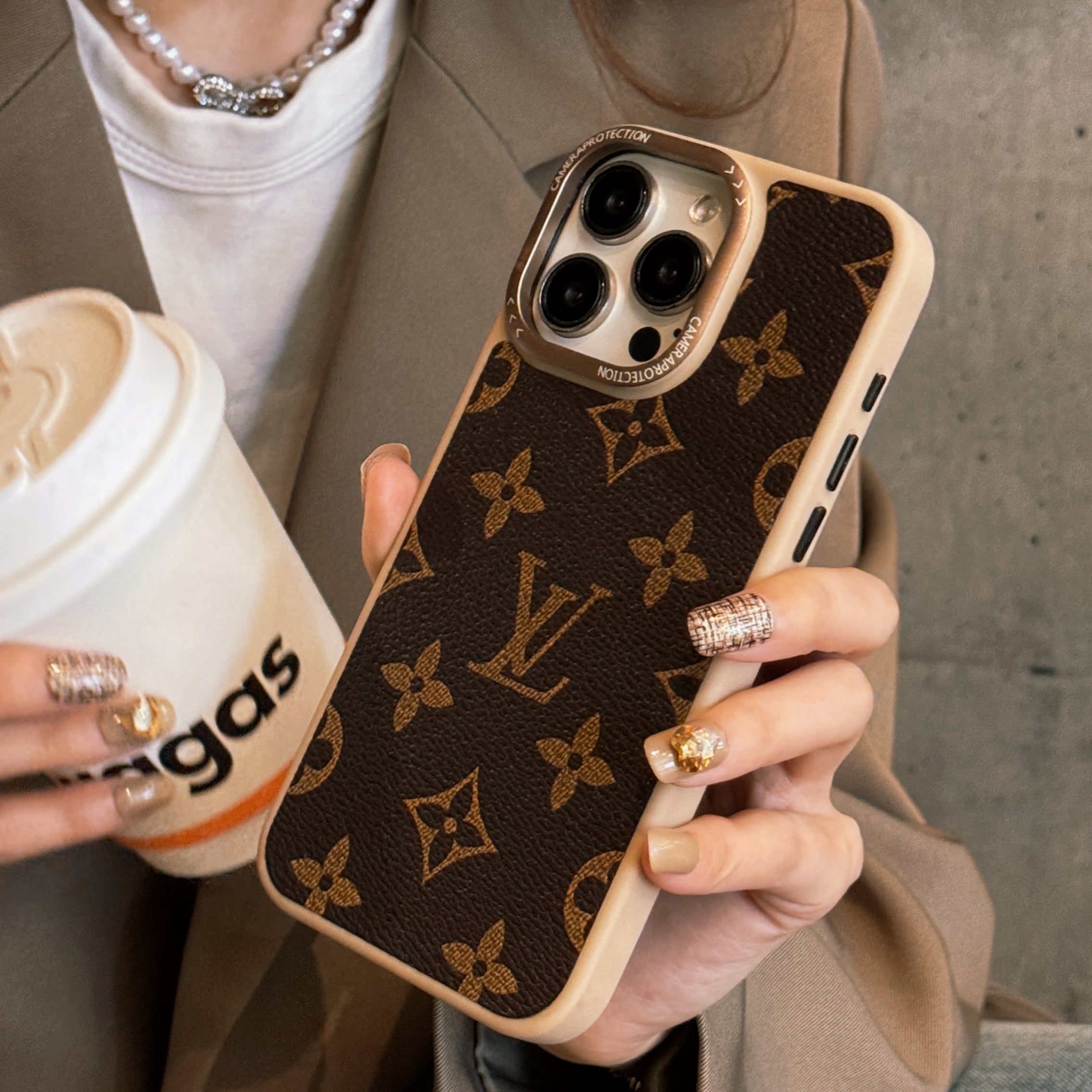 Classic LV Leather Case For iPhone 13-16 Pro Max