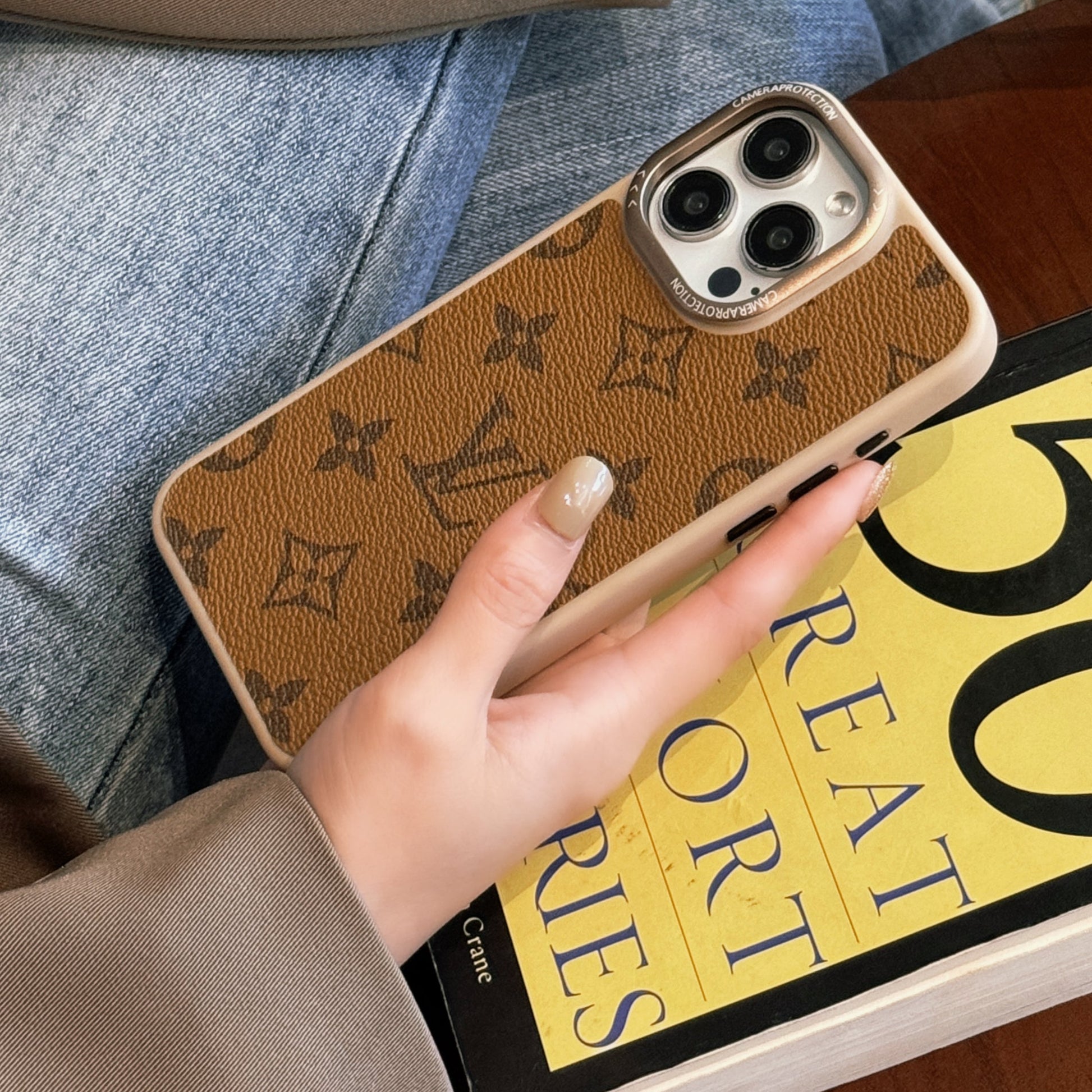 Classic LV Leather Case For iPhone 13-16 Pro Max