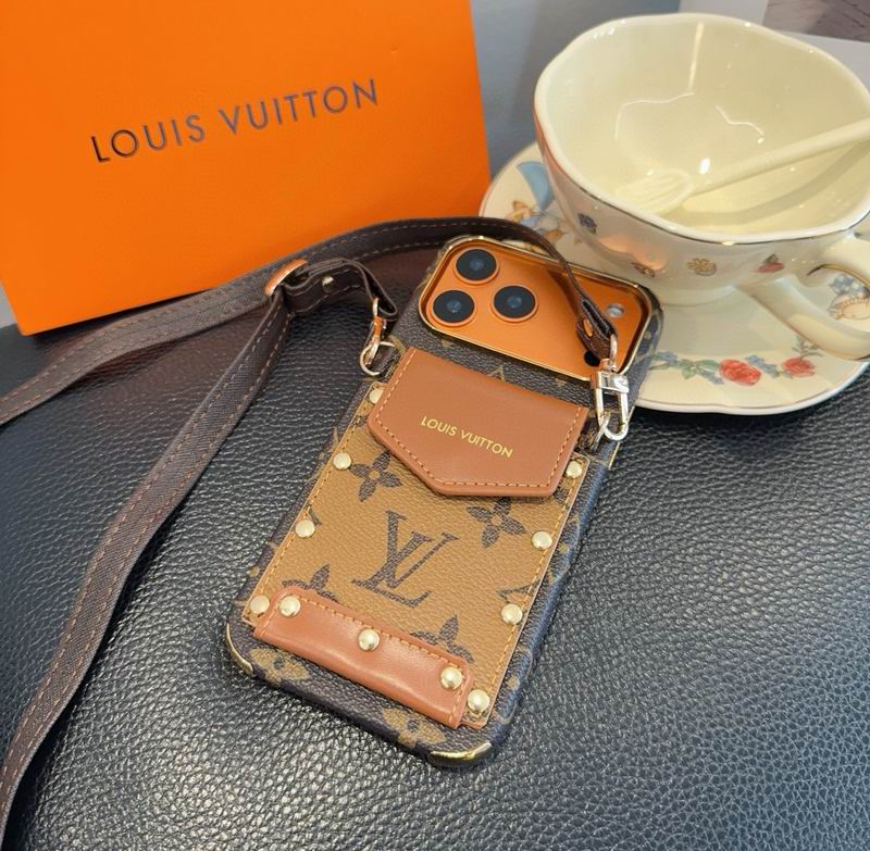 Black LV Card Holder Phone Case For iPhone 12-17 Pro Max