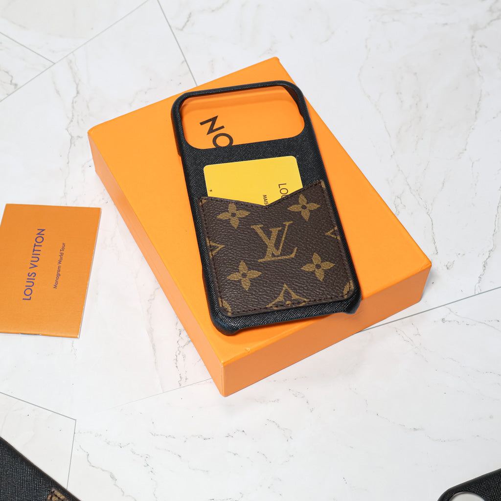 Monogram Card Holder Case for iPhone 12-17 Pro Max