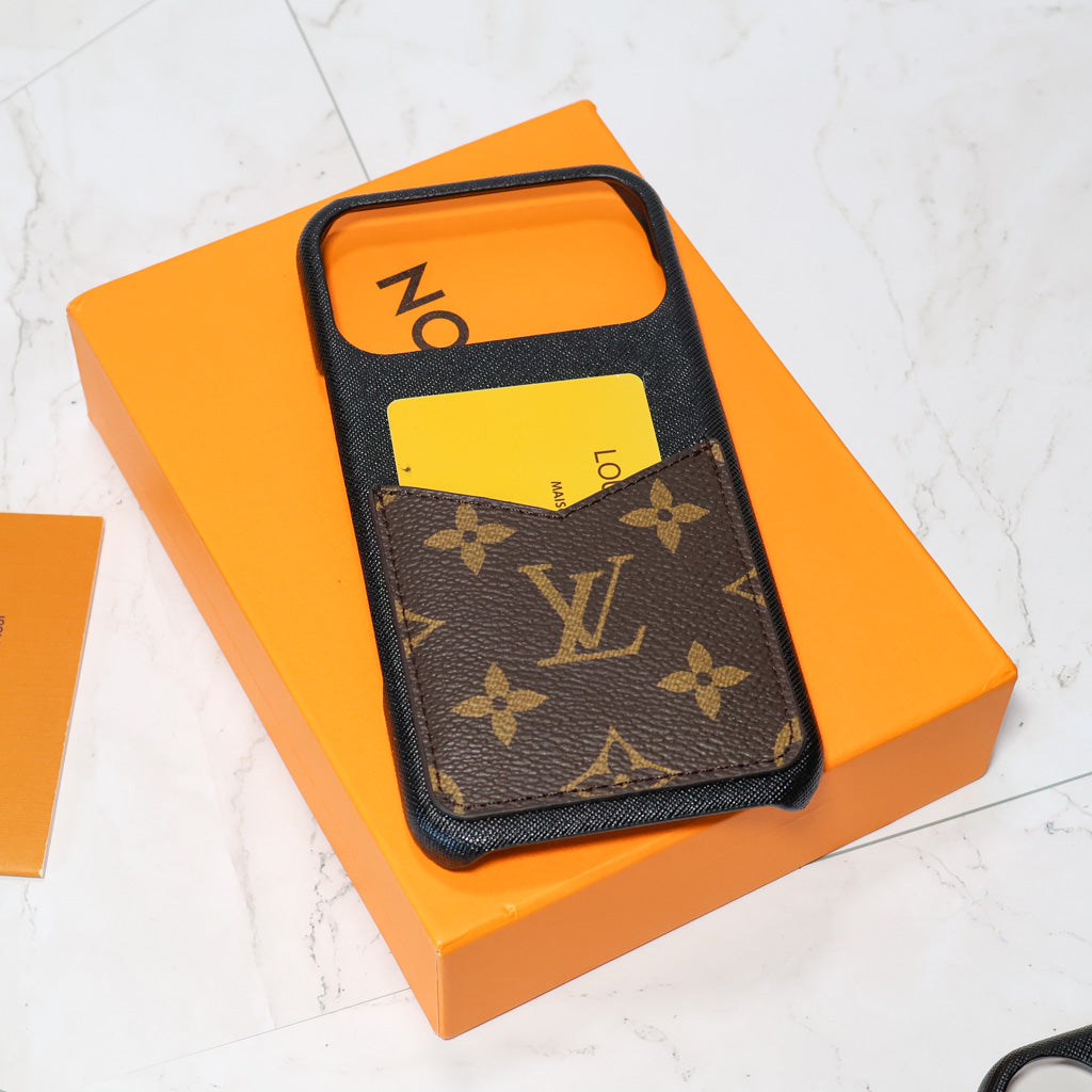 Monogram Card Holder Case for iPhone 12-17 Pro Max
