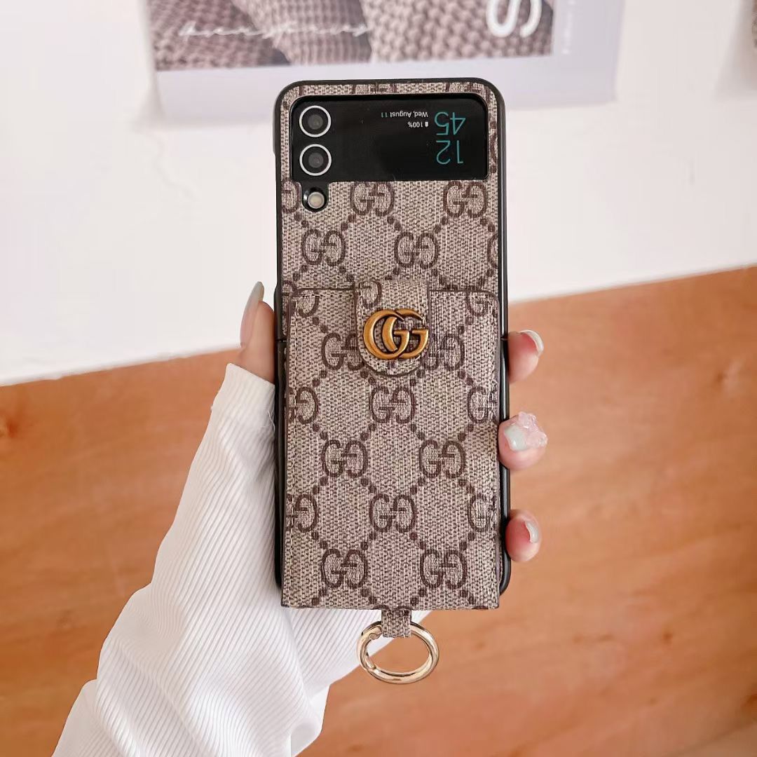 LV Phone Case With Card Slot Ring Holder Strap For Z Flip 3-7