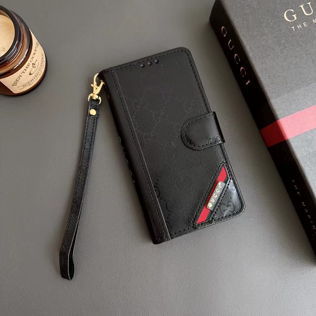 Louis Vuitton Leather Wallet Case for iPhone 12-16 Pro Max
