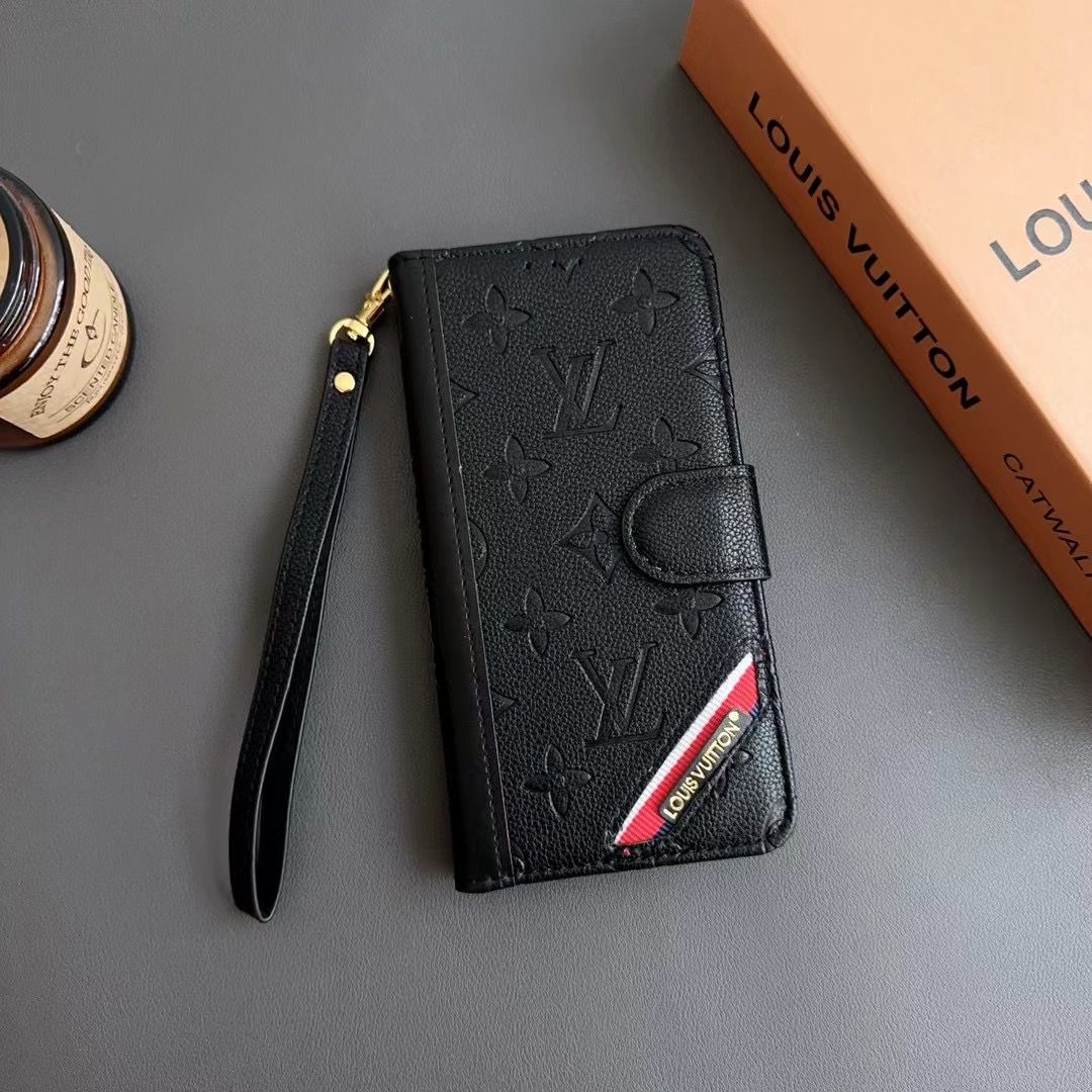 Louis Vuitton Leather Wallet Case for iPhone 12-16 Pro Max