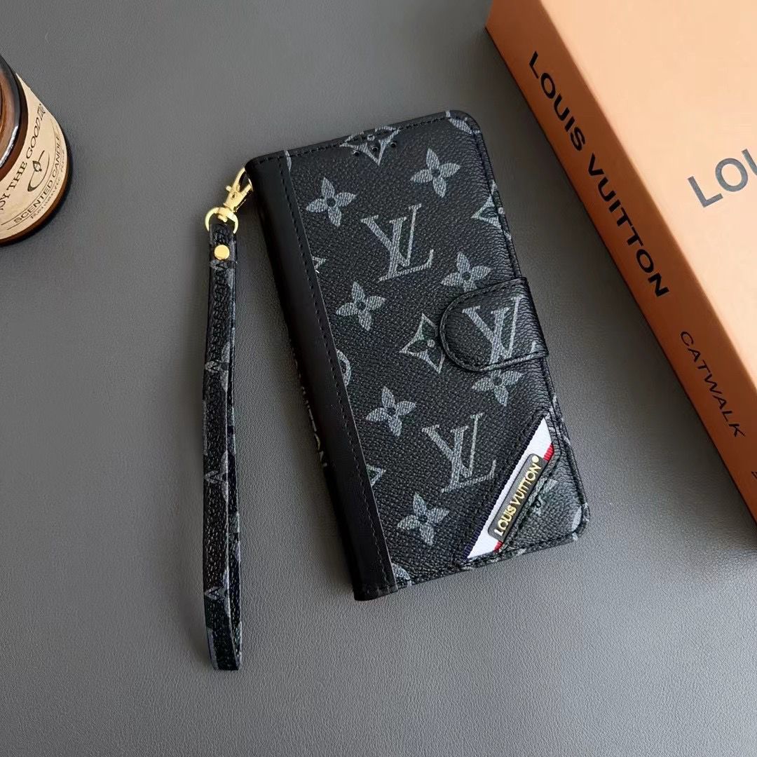Louis Vuitton Leather Wallet Case for iPhone 12-16 Pro Max
